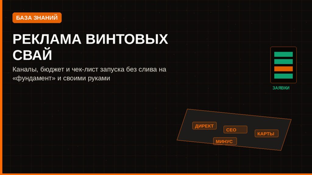 Реклама винтовых свай: каналы, бюджет и чек-лист запуска