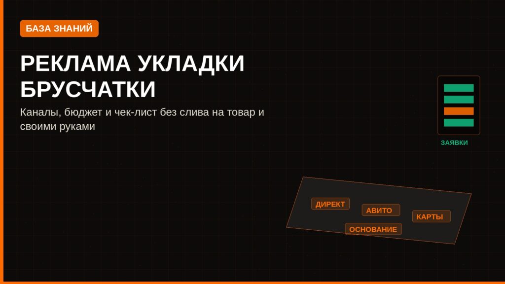 Реклама укладки брусчатки: каналы, бюджет и чек-лист запуска