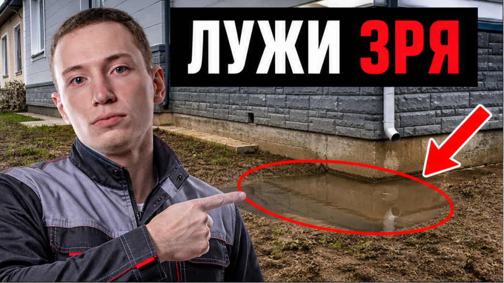 Обложка: Отсыпали грунт - лужи переехали к цоколю. Дренаж участка: трубы, схема и ошибки которые убивают систему