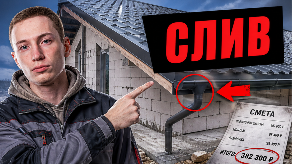 Обложка: Желоб «по уровню» - после ливня отмостка у цоколя размыта
