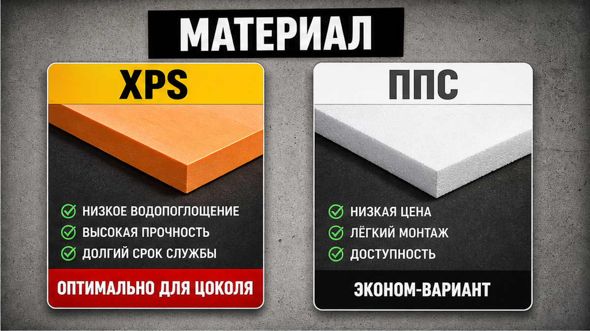 ЭППС на цоколе снаружи