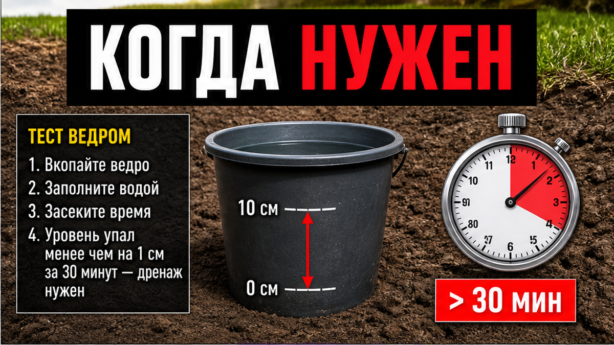 Инфографика: когда нужен дренаж участка - тест грунта