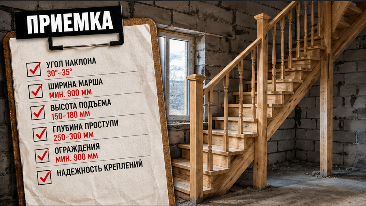 Схема расчёта ступени: высота, проступь, уклон