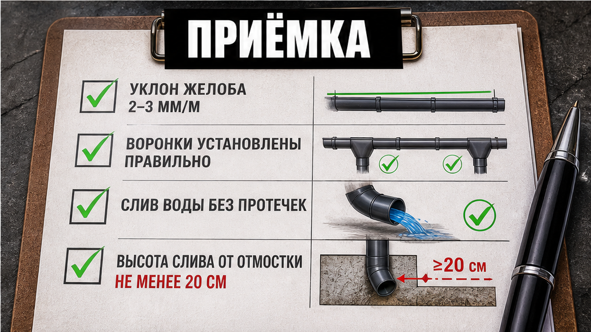 Gutter acceptance checklist