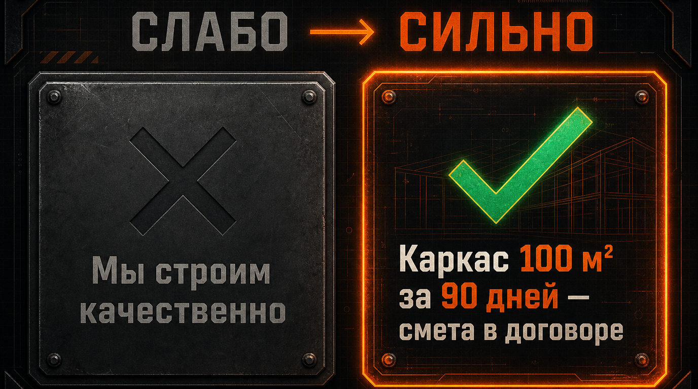 Сравнение формулировок УТП: слабо против сильно для строительной компании